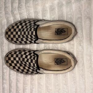 Vans Men's Black and White Checkered Slip-On Shoes